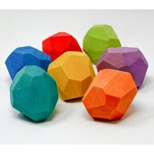 NWT Ocamora Wooden Toys Rainbow Stones/Teniques - 7 Pieces